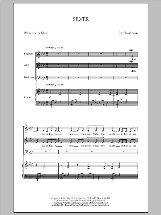 Download Jon Washburn Silver Sheet Music and learn how to play SAB PDF digital score in minutes