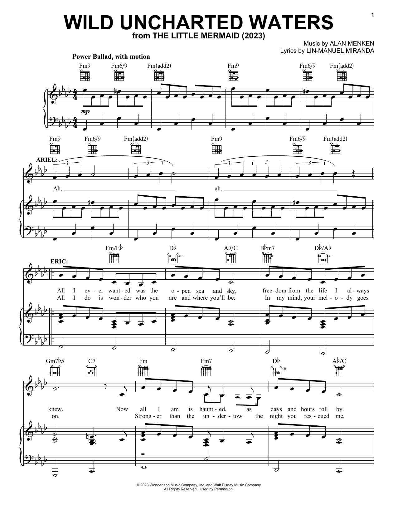 Download Jonah Hauer-King Wild Uncharted Waters (from The Little Mermaid) (2023) Sheet Music and learn how to play Easy Piano PDF digital score in minutes
