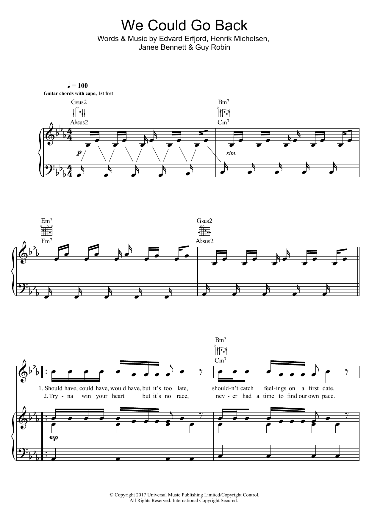 Download Jonas Blue We Could Go Back (feat. Moelogo) Sheet Music and learn how to play Piano, Vocal & Guitar (Right-Hand Melody) PDF digital score in minutes