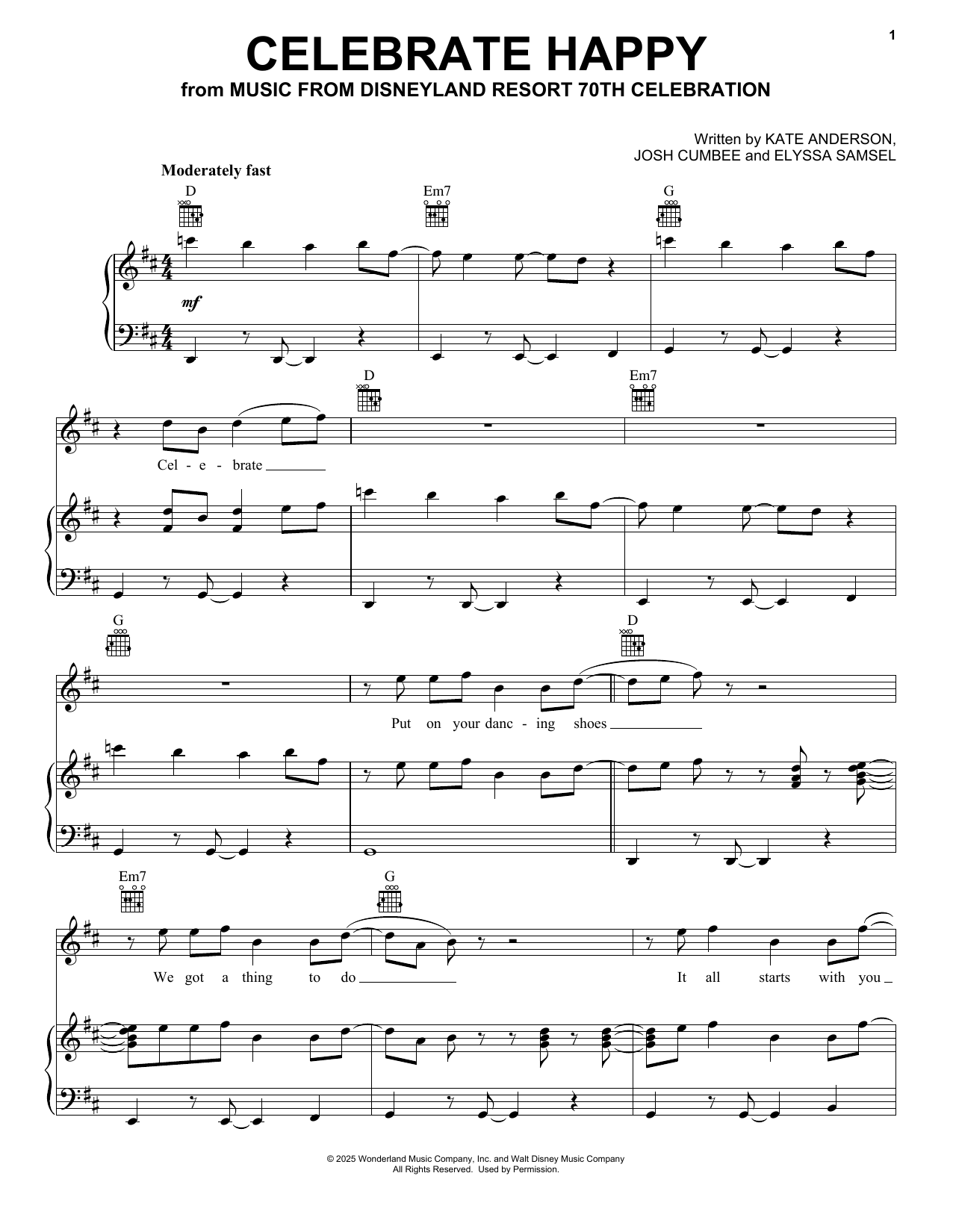 Download Jonas Brothers Celebrate Happy Sheet Music and learn how to play Piano, Vocal & Guitar Chords (Right-Hand Melody) PDF digital score in minutes