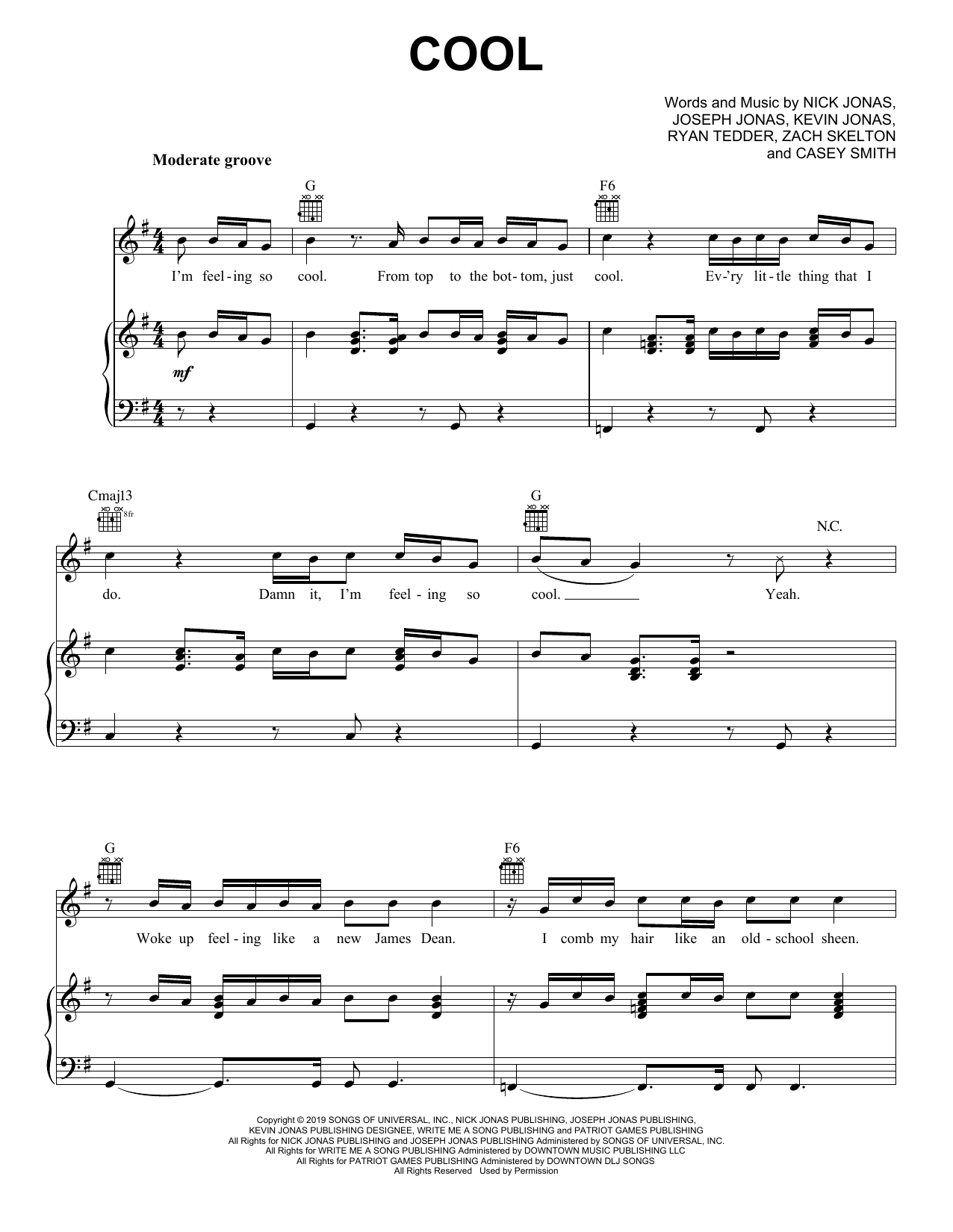 Download Jonas Brothers Cool Sheet Music and learn how to play Guitar Chords/Lyrics PDF digital score in minutes