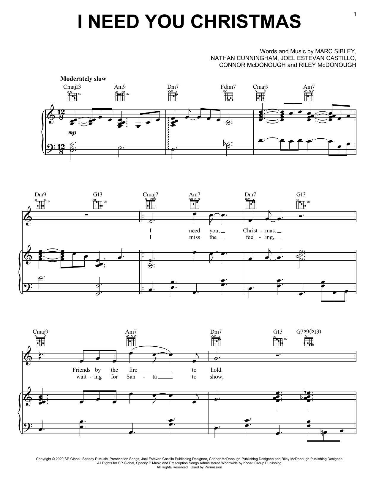 Download Jonas Brothers I Need You Christmas Sheet Music and learn how to play Piano, Vocal & Guitar Chords (Right-Hand Melody) PDF digital score in minutes