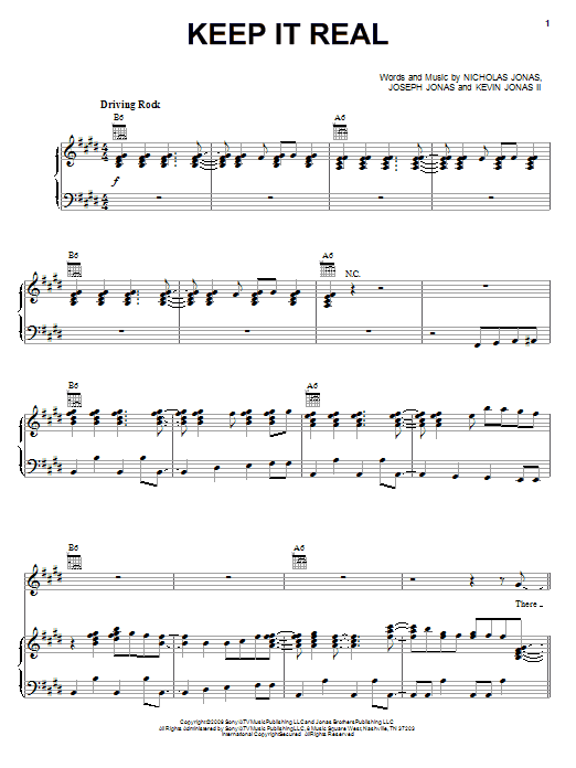 Download Jonas Brothers Keep It Real Sheet Music and learn how to play Piano, Vocal & Guitar (Right-Hand Melody) PDF digital score in minutes