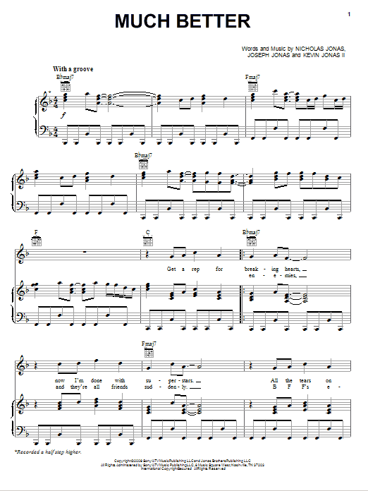 Download Jonas Brothers Much Better Sheet Music and learn how to play Easy Piano PDF digital score in minutes