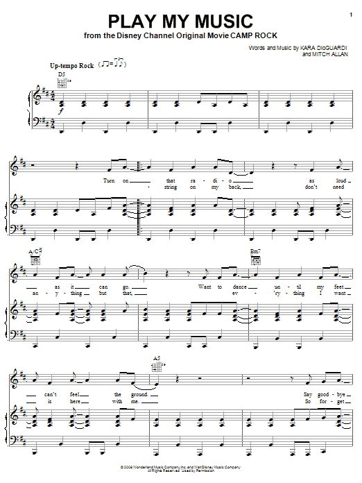 Download Jonas Brothers Play My Music Sheet Music and learn how to play Easy Piano PDF digital score in minutes