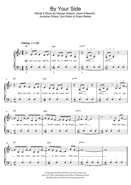 Download Jonas Blue By Your Side (feat. RAYE) Sheet Music and learn how to play Beginner Piano PDF digital score in minutes