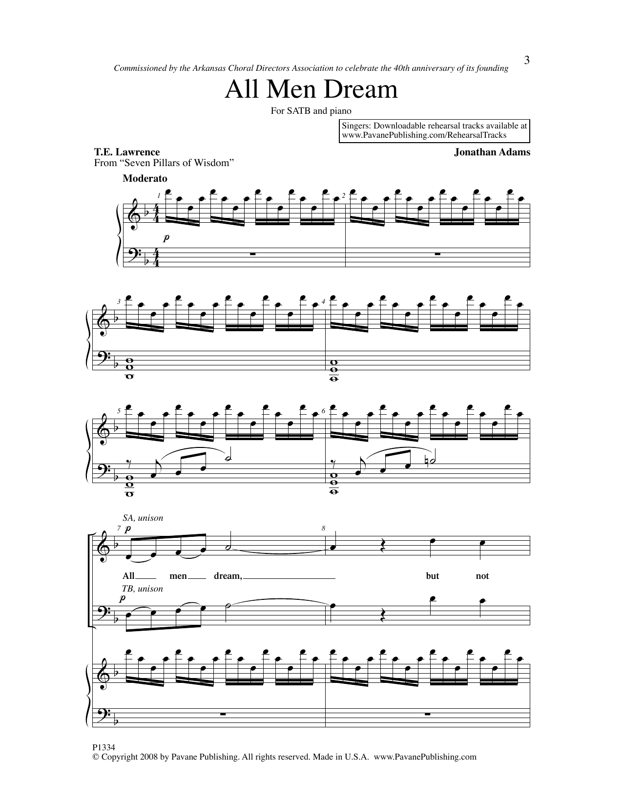 Download Jonathan Adams All Men Dream Sheet Music and learn how to play SATB Choir PDF digital score in minutes