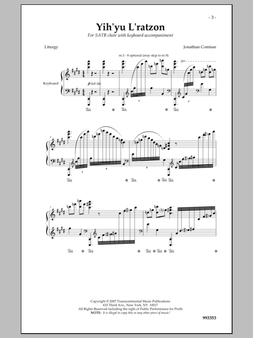 Download Jonathan Comisar Yih'yu L'ratzon Sheet Music and learn how to play SATB Choir PDF digital score in minutes