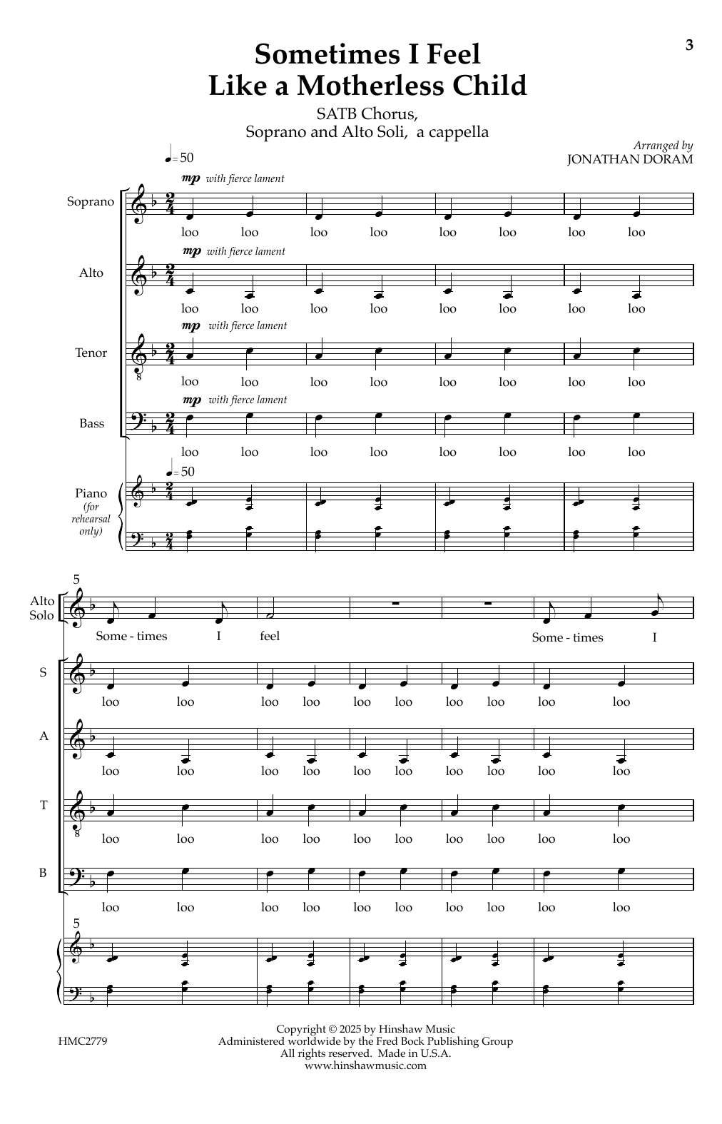 Download Jonathan Doram Sometimes I Feel like A Motherless Child Sheet Music and learn how to play SATB Choir PDF digital score in minutes