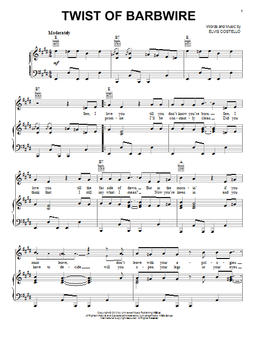 Download Jonathan Jackson Twist Of Barbwire Sheet Music and learn how to play Piano, Vocal & Guitar (Right-Hand Melody) PDF digital score in minutes