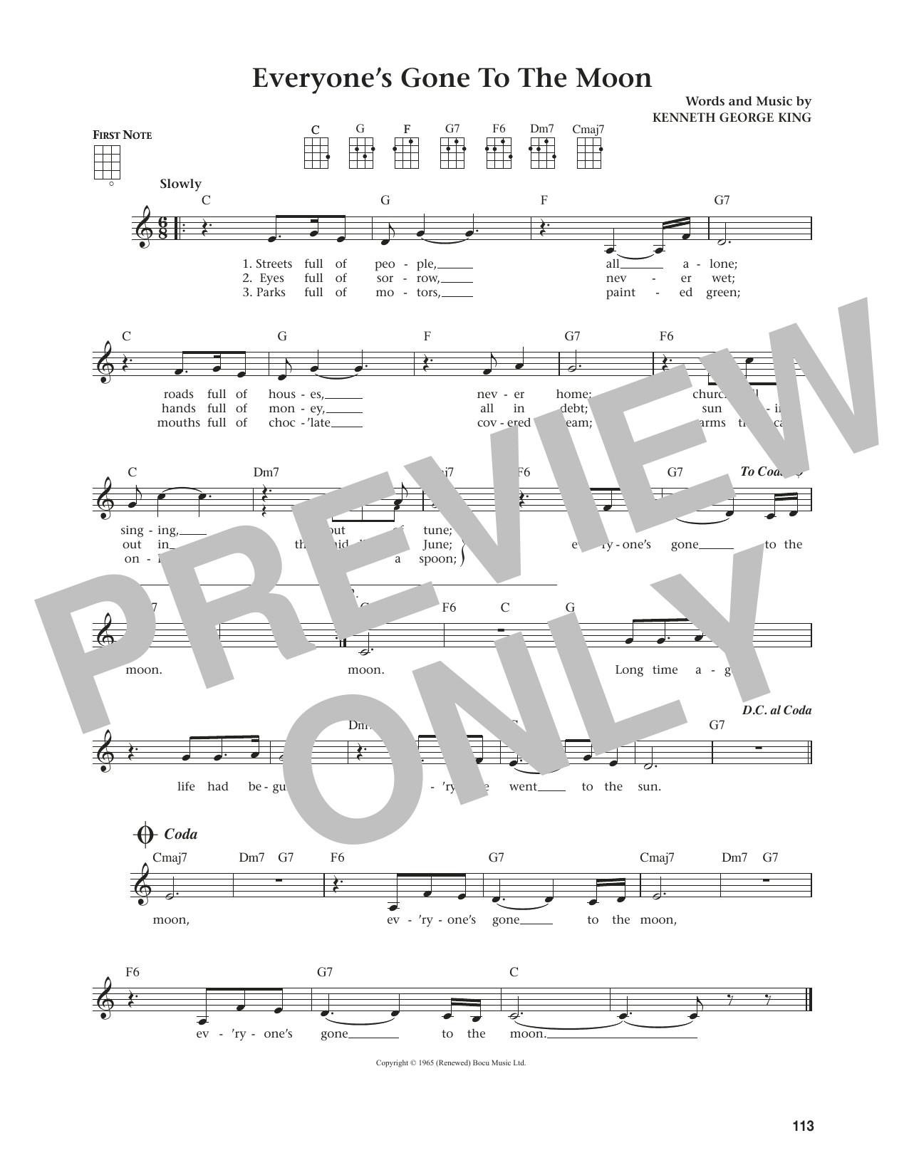 Download Jonathan King Everyone's Gone To The Moon (from The Daily Ukulele) (arr. Jim Beloff) Sheet Music and learn how to play Ukulele PDF digital score in minutes