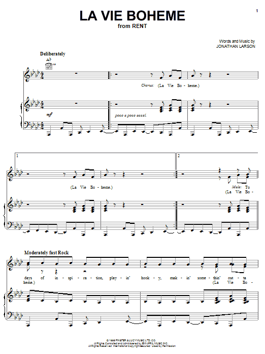 Download Jonathan Larson La Vie Boheme Sheet Music and learn how to play Melody Line, Lyrics & Chords PDF digital score in minutes