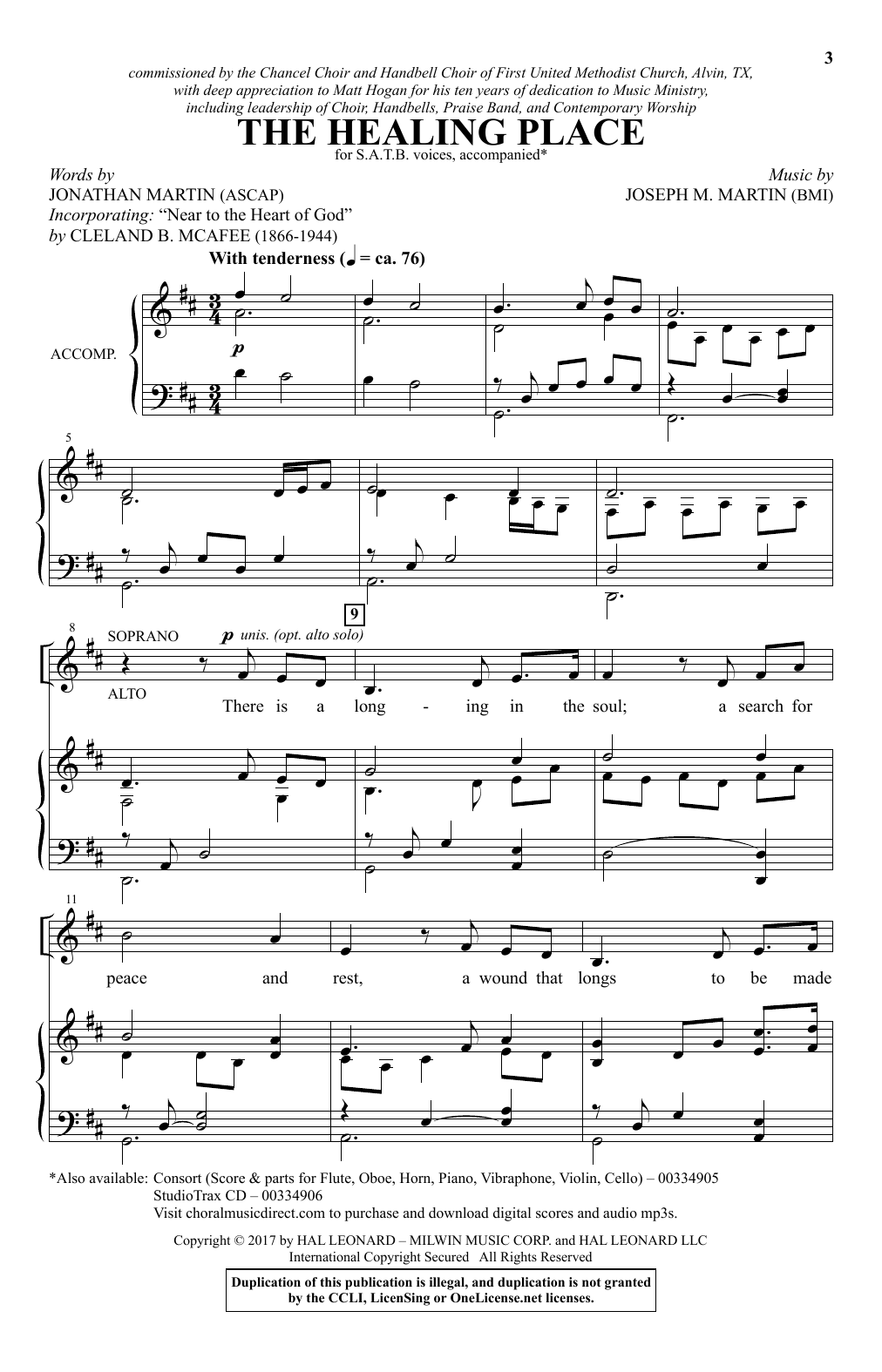 Download Jonathan Martin & Joseph M. Martin The Healing Place Sheet Music and learn how to play SATB Choir PDF digital score in minutes