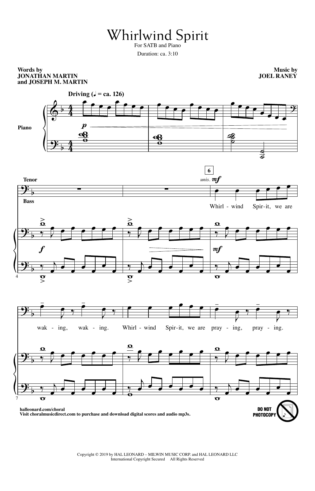 Download Jonathan Martin, Joseph M. Martin and Joel Raney Whirlwind Spirit Sheet Music and learn how to play SATB Choir PDF digital score in minutes