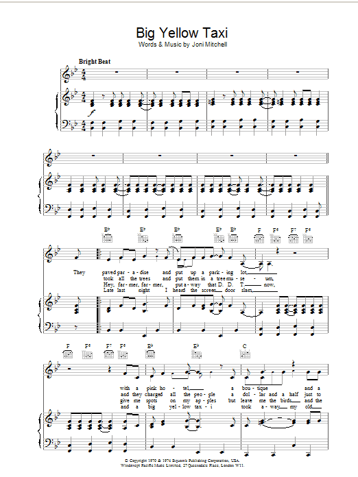 Download Joni Mitchell Big Yellow Taxi Sheet Music and learn how to play Banjo PDF digital score in minutes