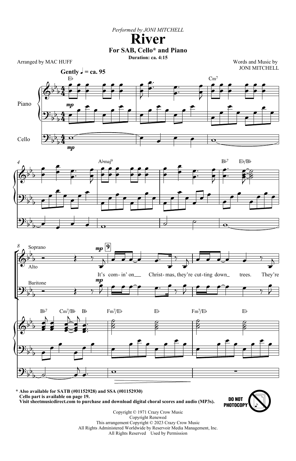 Download Joni Mitchell River (arr. Mac Huff) Sheet Music and learn how to play SATB Choir PDF digital score in minutes