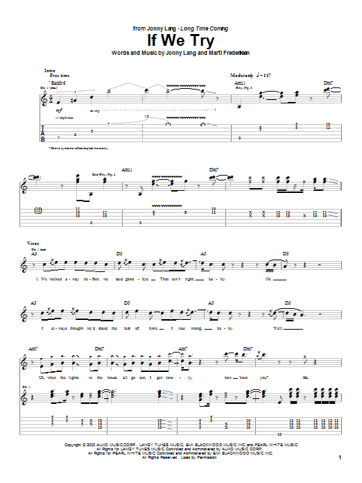 Download Jonny Lang If We Try Sheet Music and learn how to play Guitar Tab PDF digital score in minutes