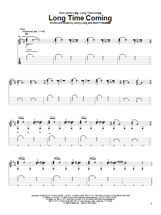 Download Jonny Lang Long Time Coming Sheet Music and learn how to play Guitar Tab PDF digital score in minutes