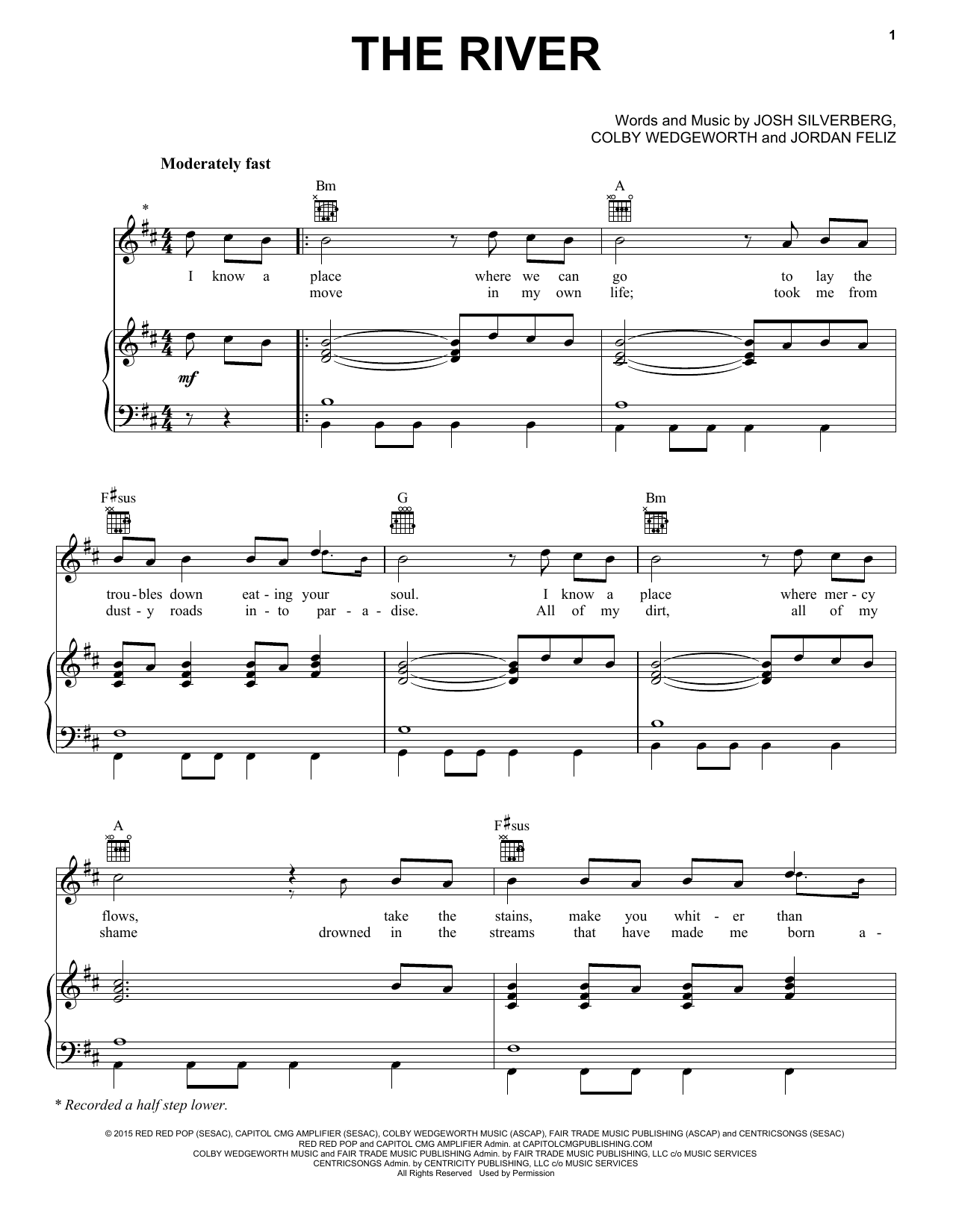Download Jordan Feliz The River Sheet Music and learn how to play Piano, Vocal & Guitar (Right-Hand Melody) PDF digital score in minutes