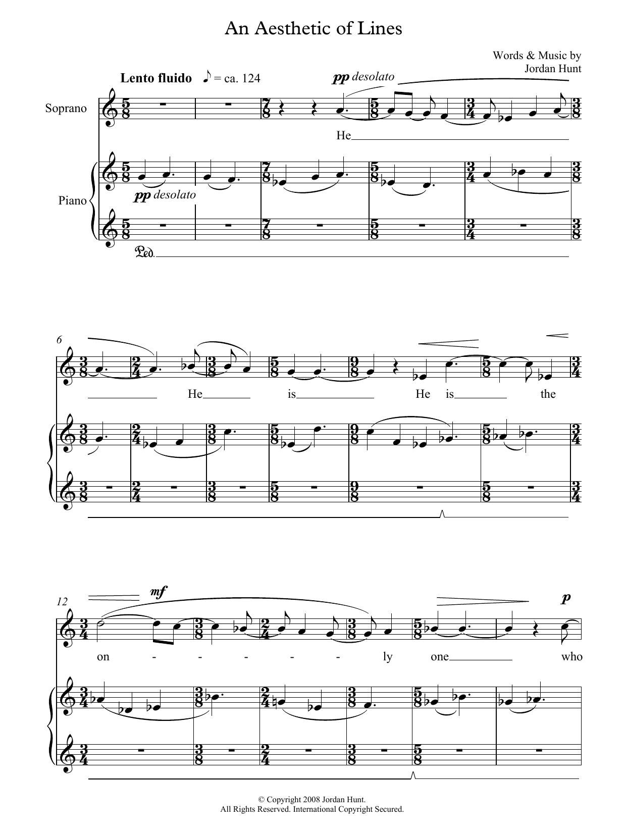 Download Jordan Hunt An Aesthetic of Lines (for soprano & piano) Sheet Music and learn how to play Piano & Vocal PDF digital score in minutes