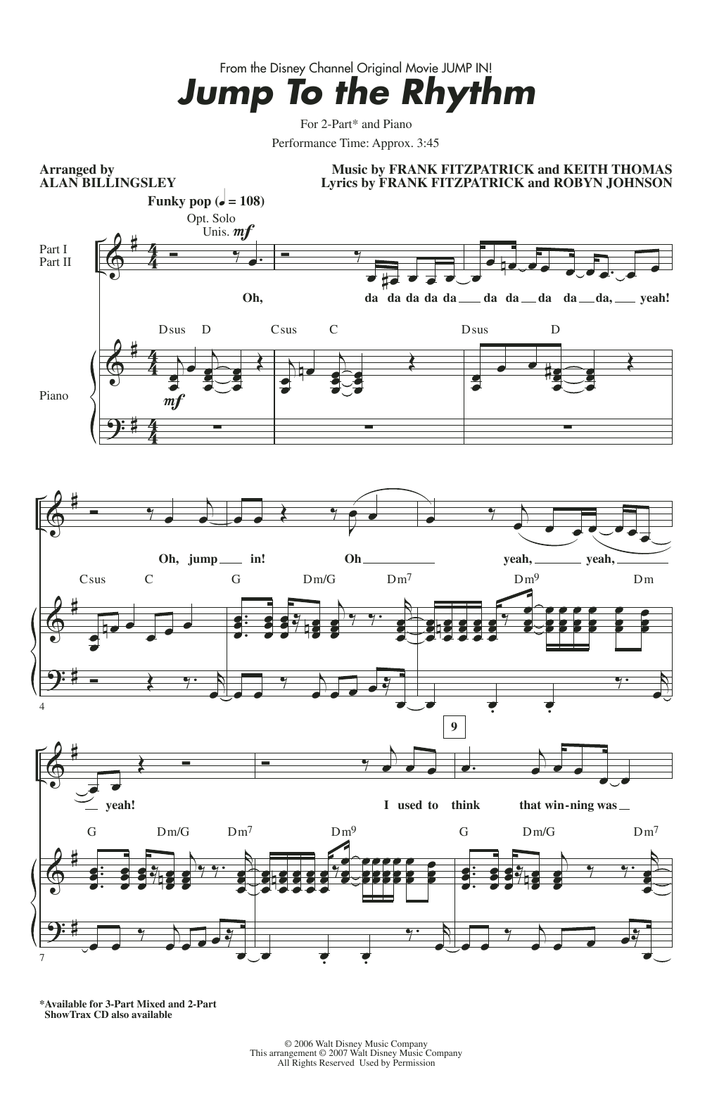 Download Jordan Pruitt Jump To The Rhythm (from Jump In!) (arr. Alan Billingsley) Sheet Music and learn how to play 2-Part Choir PDF digital score in minutes