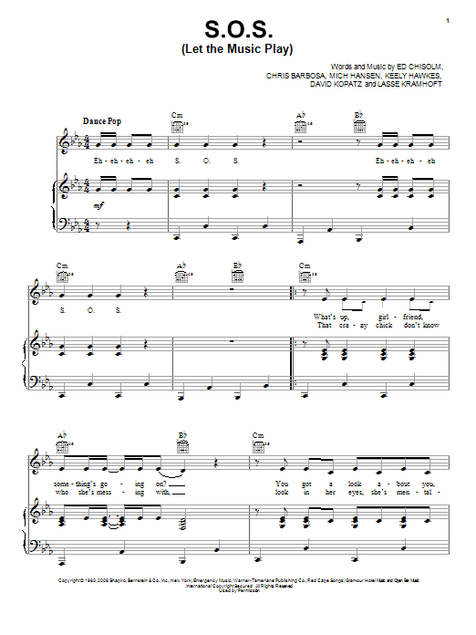 Download Jordin Sparks S.O.S. (Let The Music Play) Sheet Music and learn how to play Piano, Vocal & Guitar (Right-Hand Melody) PDF digital score in minutes