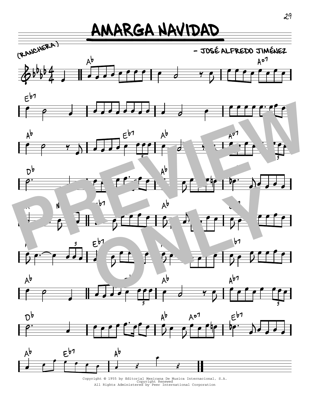 Download Jose Alfredo Jimenez Amarga Navidad Sheet Music and learn how to play Real Book – Melody & Chords PDF digital score in minutes