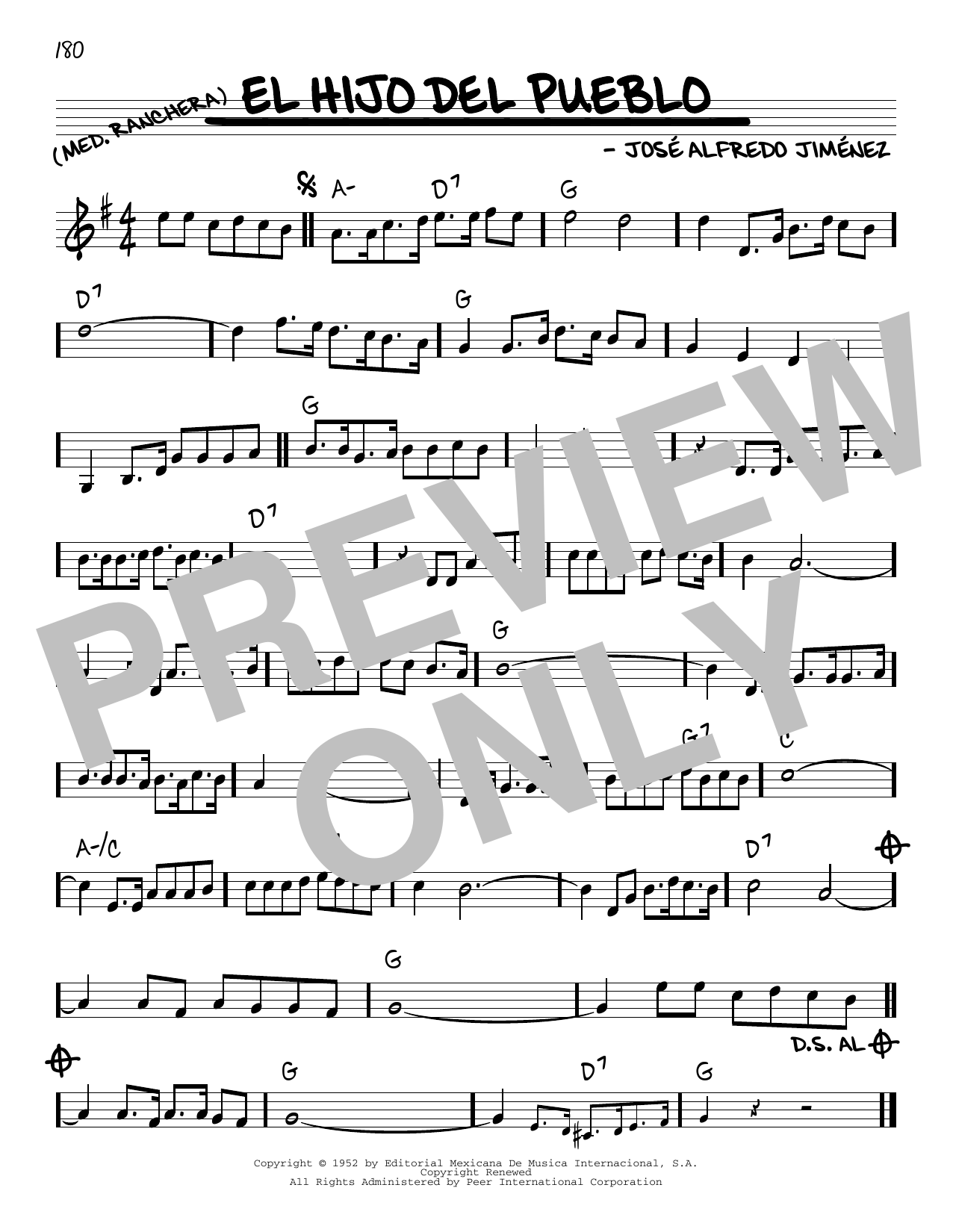 Download Jose Alfredo Jimenez El Hijo Del Pueblo Sheet Music and learn how to play Real Book – Melody & Chords PDF digital score in minutes