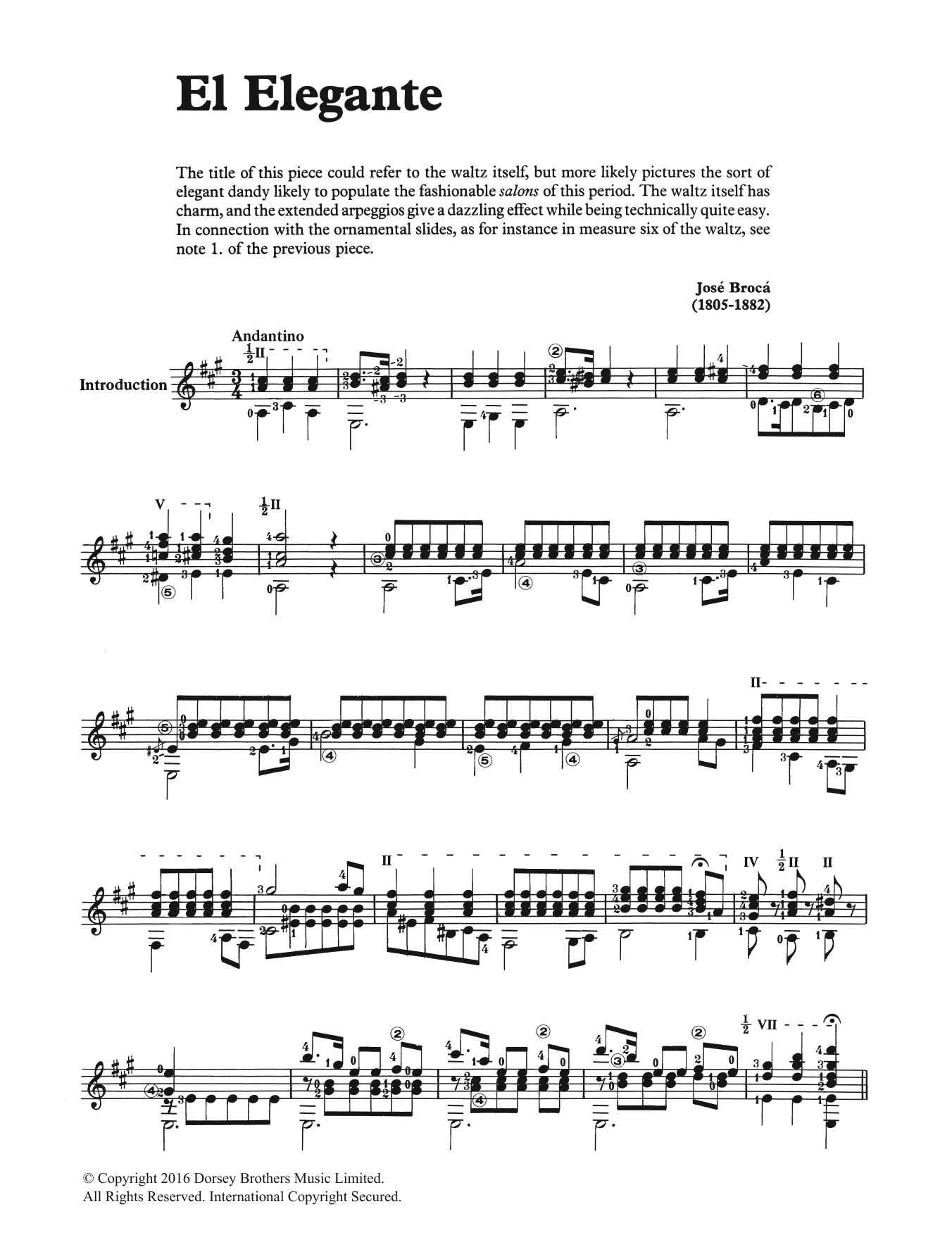 Download Jose Broca El Elegante Sheet Music and learn how to play Guitar PDF digital score in minutes