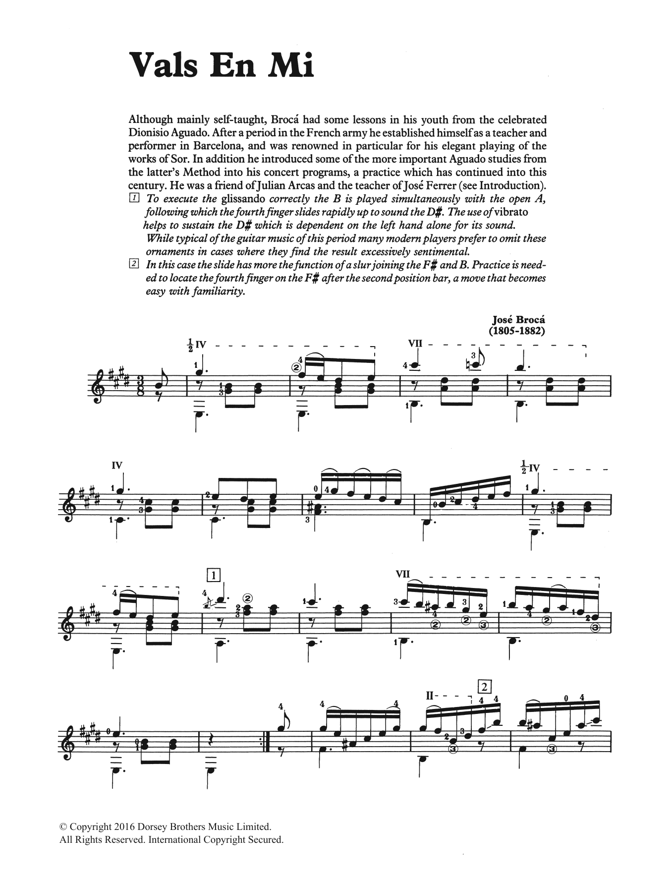 Download Jose Broca Vals En Mi Sheet Music and learn how to play Guitar PDF digital score in minutes