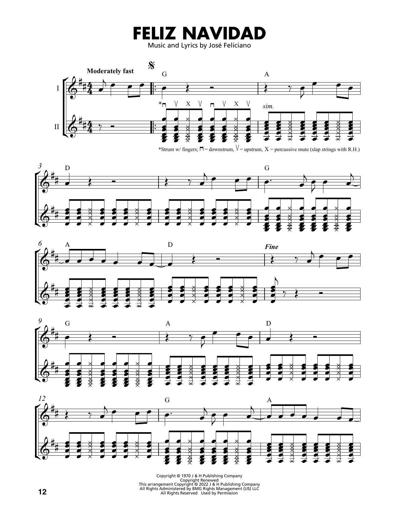 Download Jose Feliciano Feliz Navidad (arr. Mark Phillips) Sheet Music and learn how to play Easy Guitar Tab PDF digital score in minutes