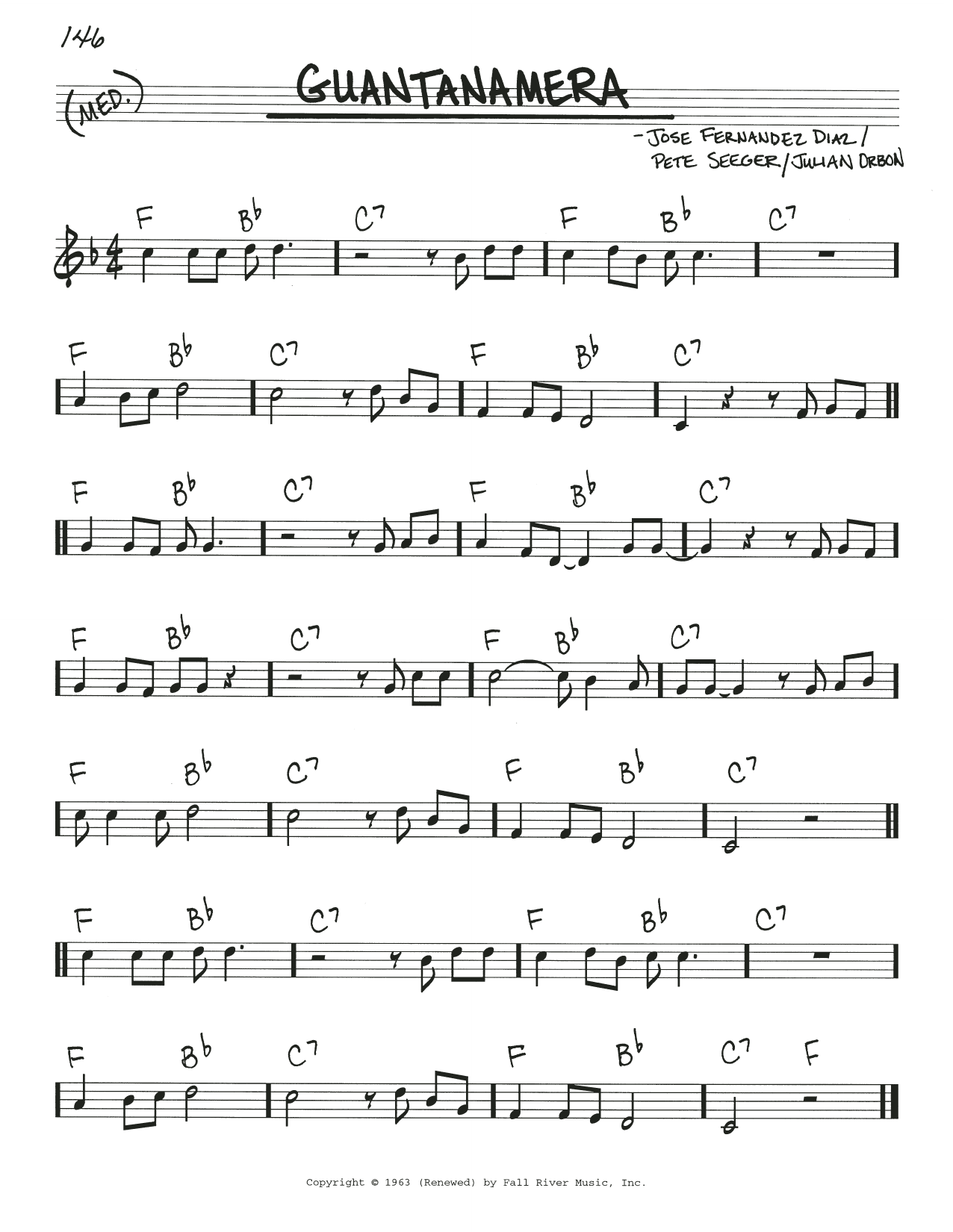 Download Jose Fernandez Diaz Guantanamera Sheet Music and learn how to play Real Book – Melody & Chords PDF digital score in minutes