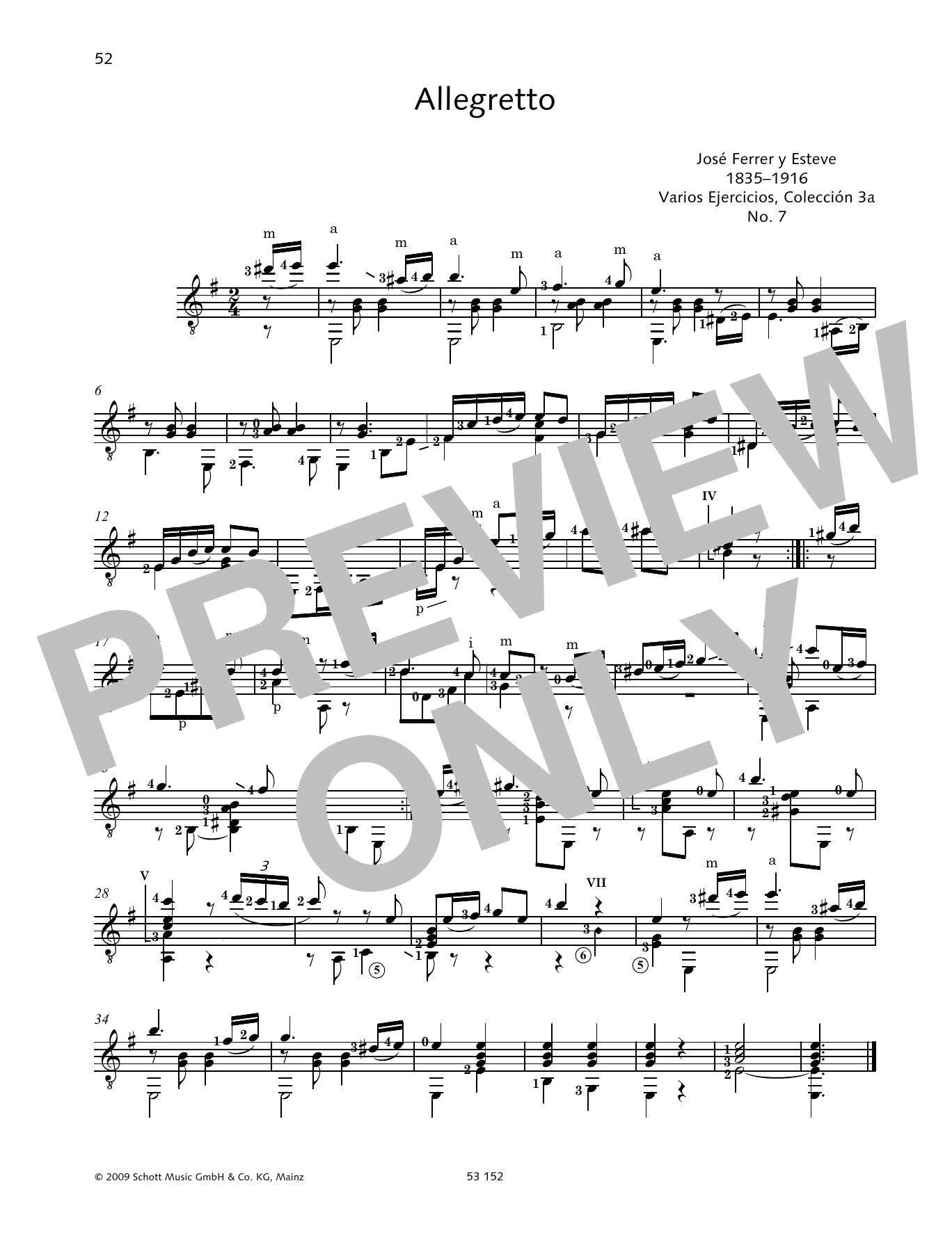 Download Jose Ferrer Allegretto Sheet Music and learn how to play Solo Guitar PDF digital score in minutes