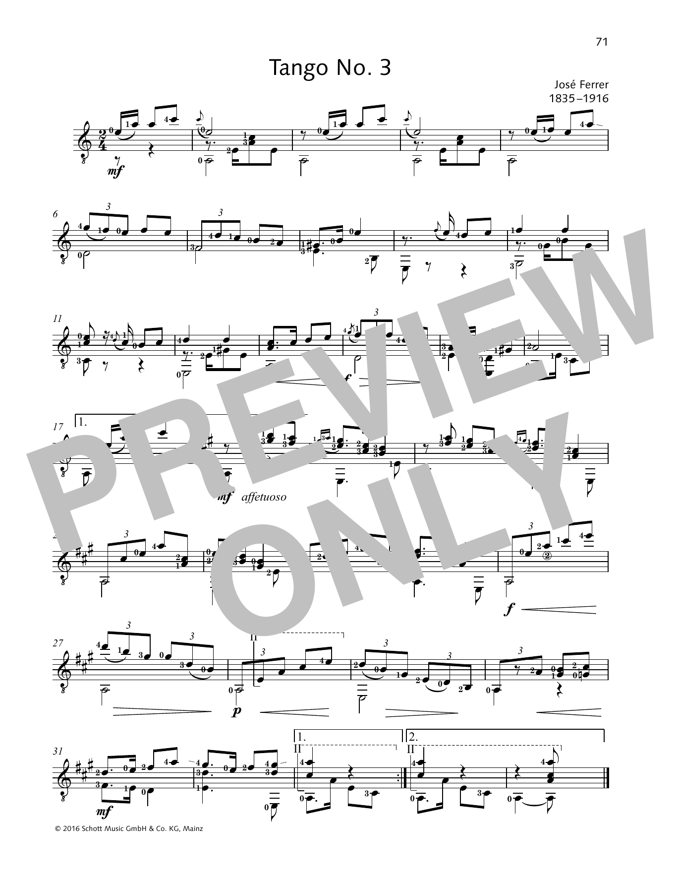 Download Jose Ferrer Tango No. 3 Sheet Music and learn how to play Solo Guitar PDF digital score in minutes