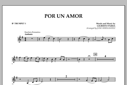 Download Jose Hernandez Por Un Amor - Bb Trumpet 1 Sheet Music and learn how to play Concert Band PDF digital score in minutes