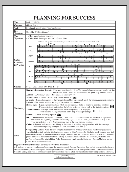 Download Jose Hernandez Por Un Amor - Planning for Success Sheet Music and learn how to play Concert Band PDF digital score in minutes