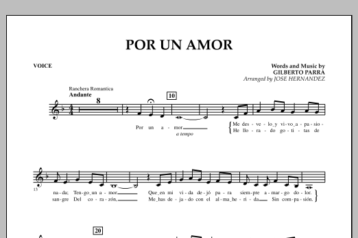 Download Jose Hernandez Por Un Amor - Vocal Sheet Music and learn how to play Concert Band PDF digital score in minutes