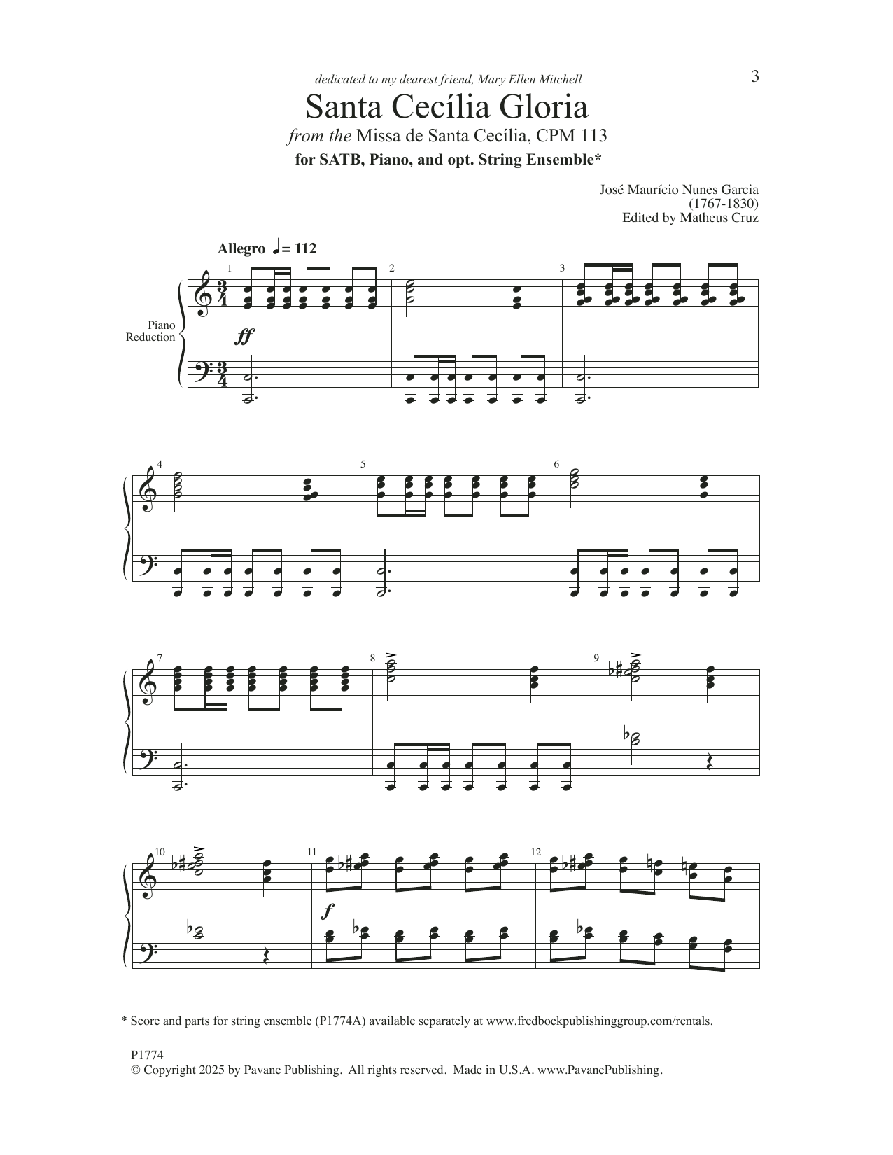 Download JOSÉ MAURÍCIO NUNES GARCIA Santa Cecilia Gloria (ed. Matheus Cruz) Sheet Music and learn how to play SATB Choir PDF digital score in minutes