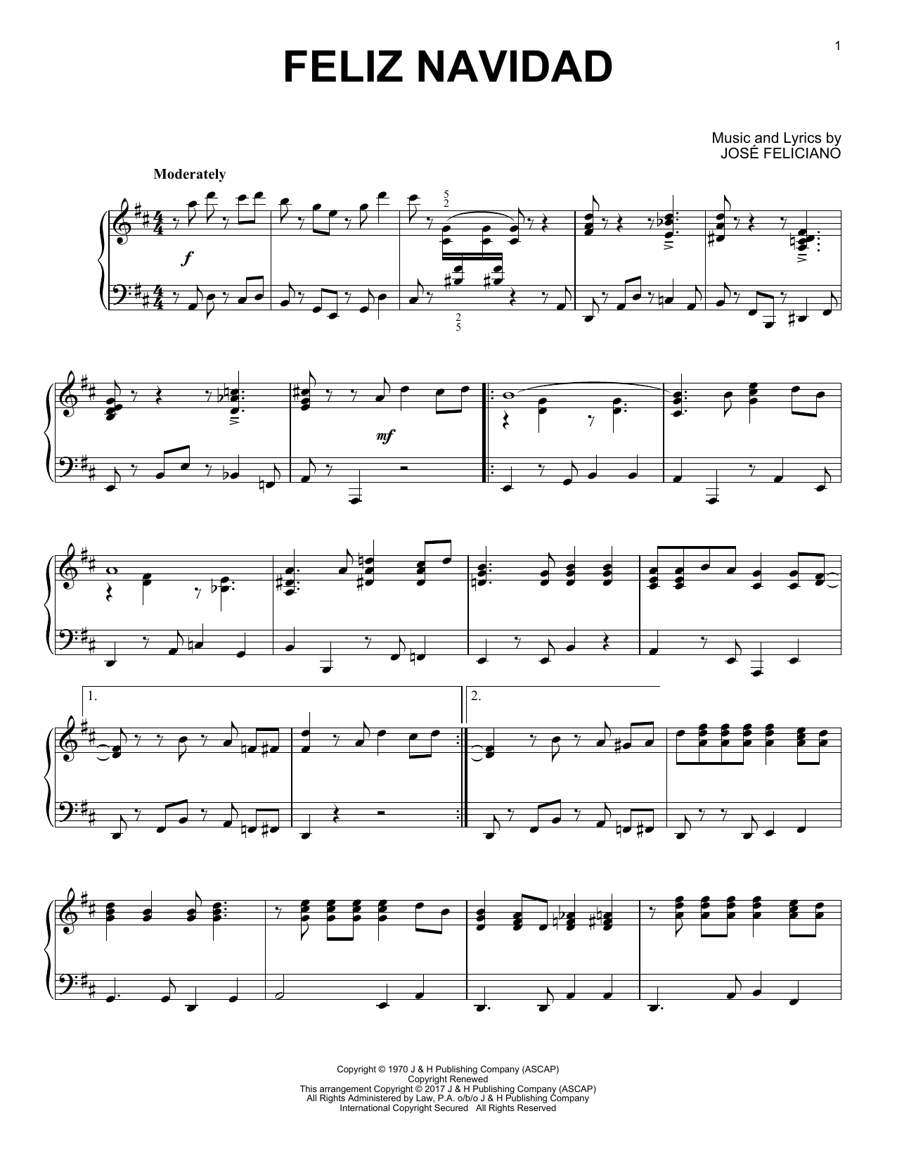 Jose Feliciano Feliz Navidad Sheet Music Notes Chords Piano Download World 196455 Pdf