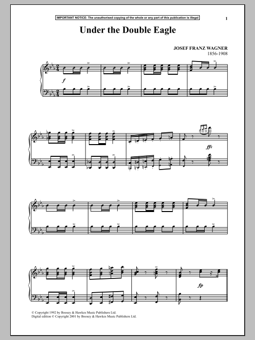 Download Josef Franz Wagner Under The Double Eagle Sheet Music and learn how to play Piano PDF digital score in minutes