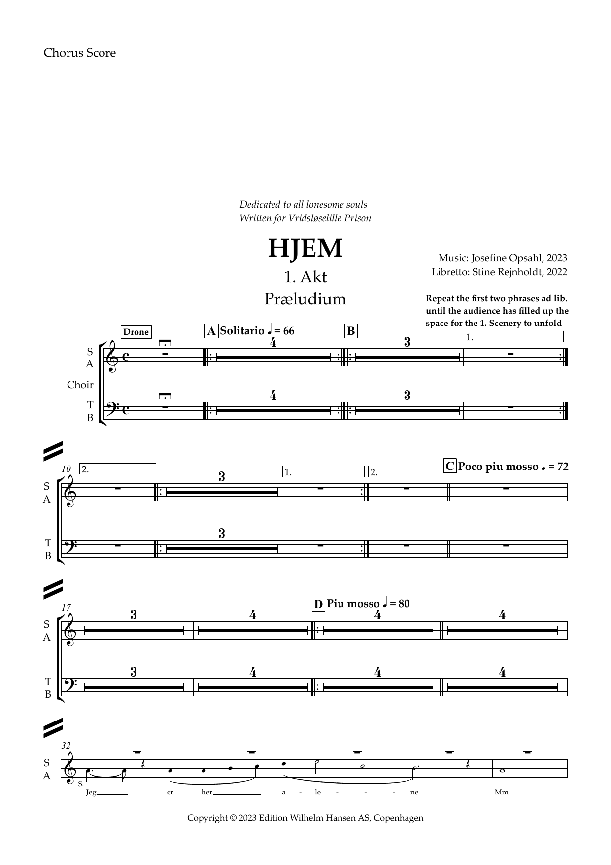 Download Josefine Opsahl Hjem Sheet Music and learn how to play Choir PDF digital score in minutes