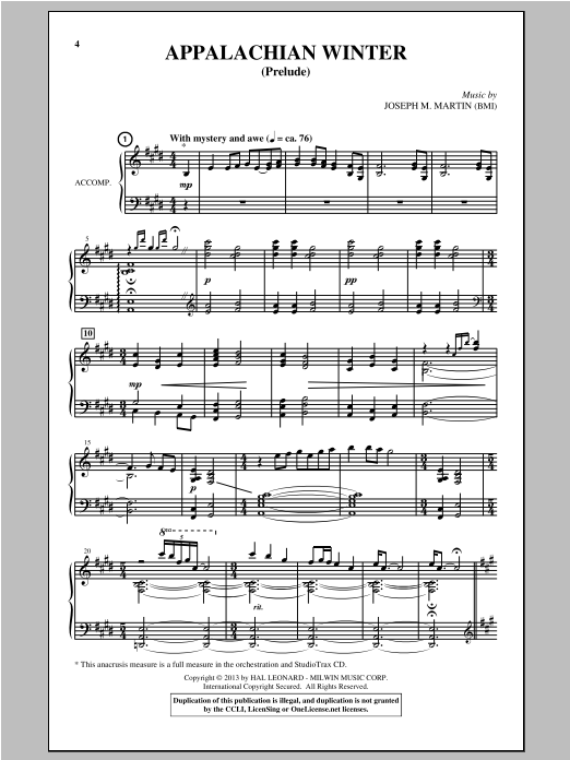 Download Joseph M. Martin Appalachian Winter (arr. Joseph M. Martin) Sheet Music and learn how to play SATB PDF digital score in minutes