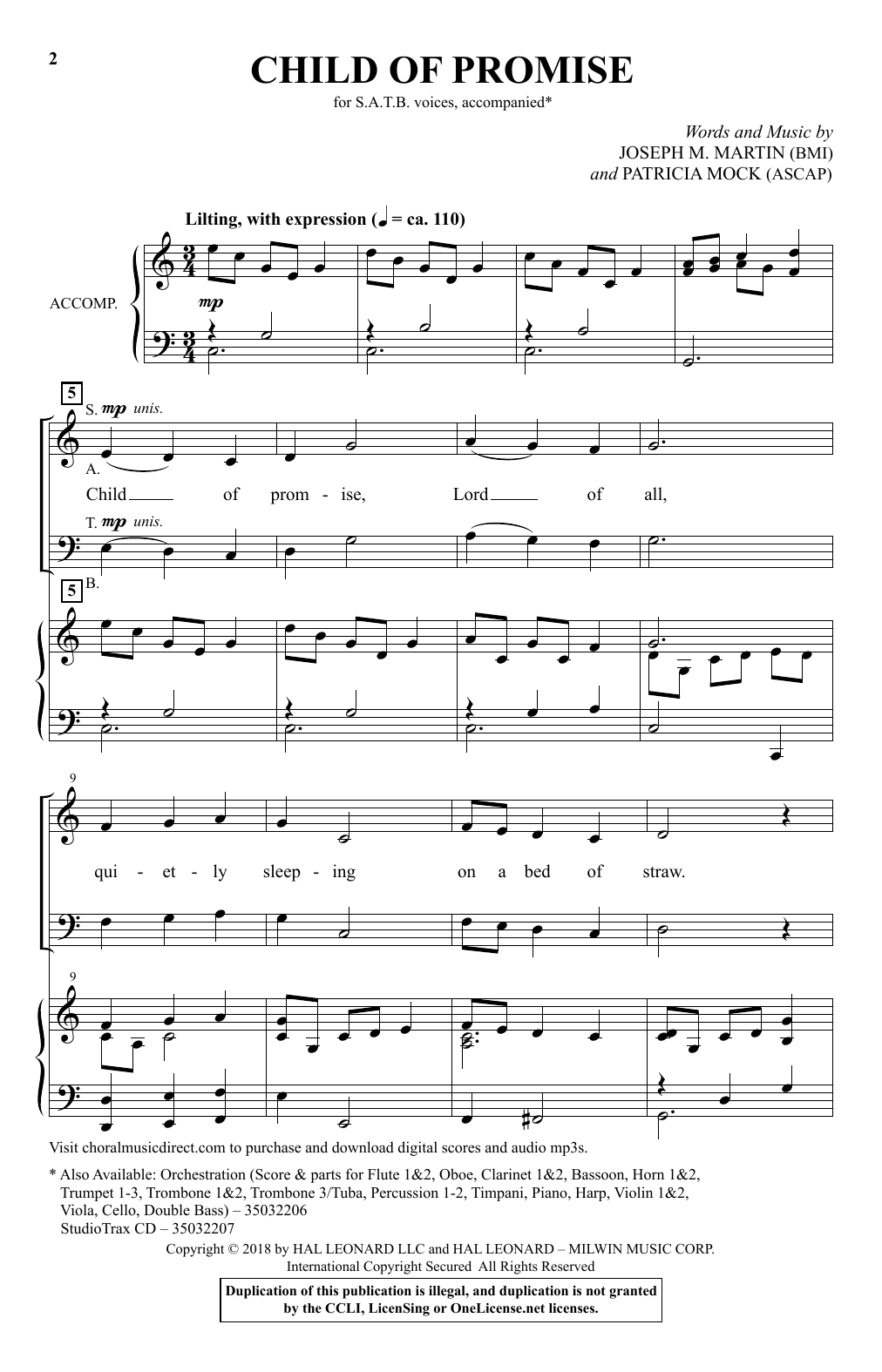 Download Joseph Martin Child Of Promise Sheet Music and learn how to play SATB PDF digital score in minutes