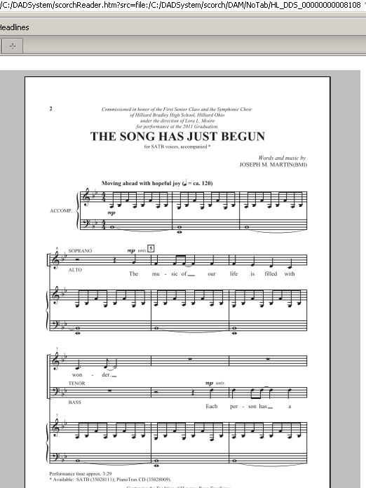 Download Joseph Martin The Song Has Just Begun Sheet Music and learn how to play SATB PDF digital score in minutes