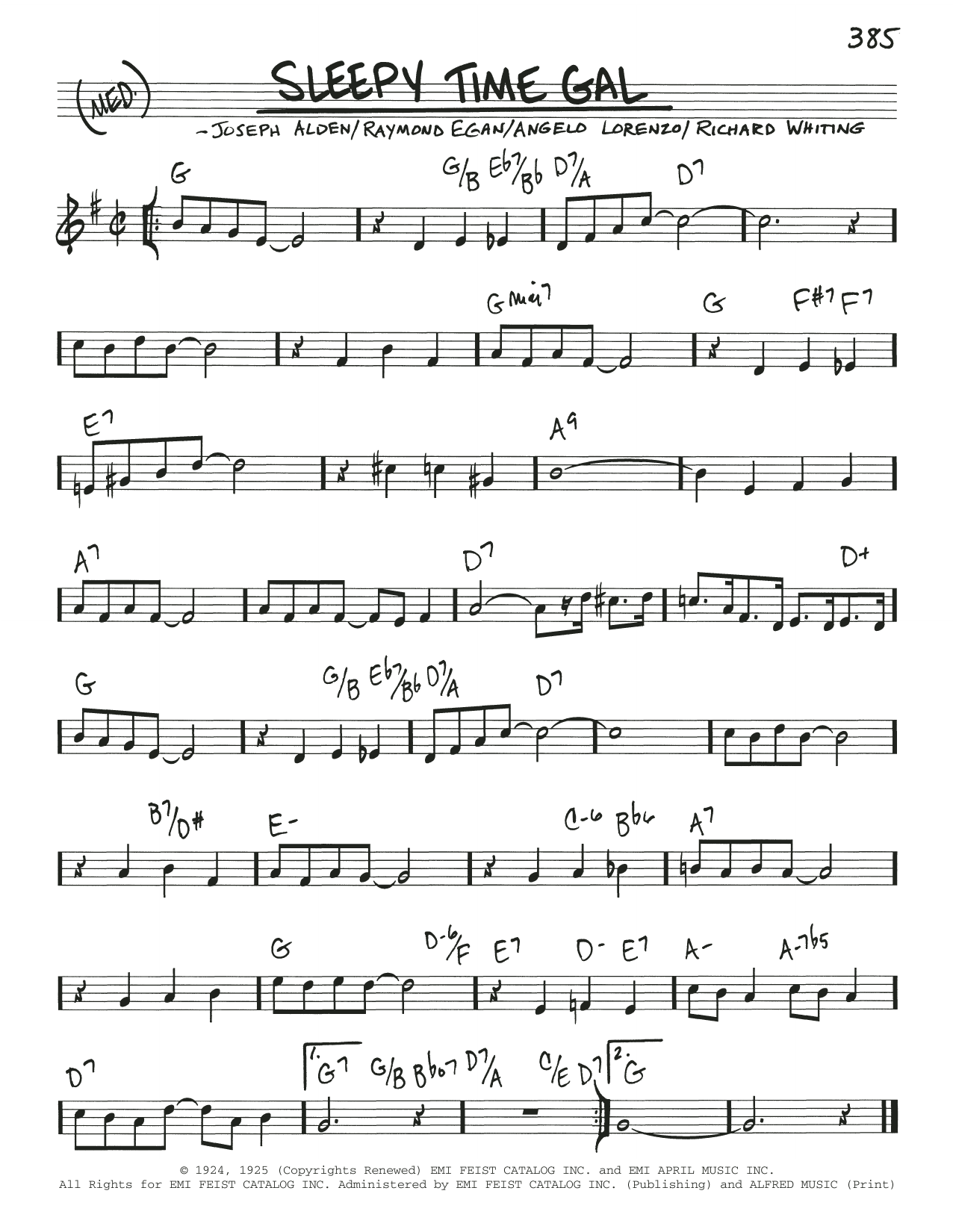 Download Joseph Alden Sleepy Time Gal Sheet Music and learn how to play Real Book – Melody & Chords PDF digital score in minutes