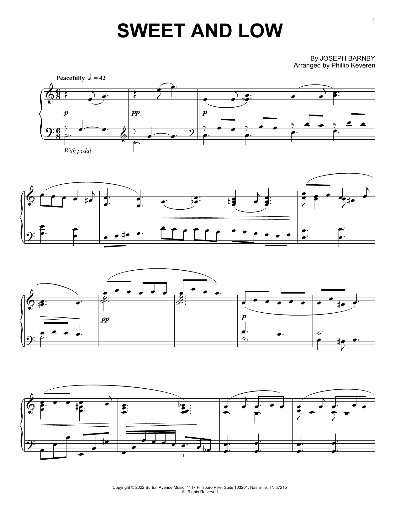 Download Joseph Barnby Sweet And Low (arr. Phillip Keveren) Sheet Music and learn how to play Piano Solo PDF digital score in minutes