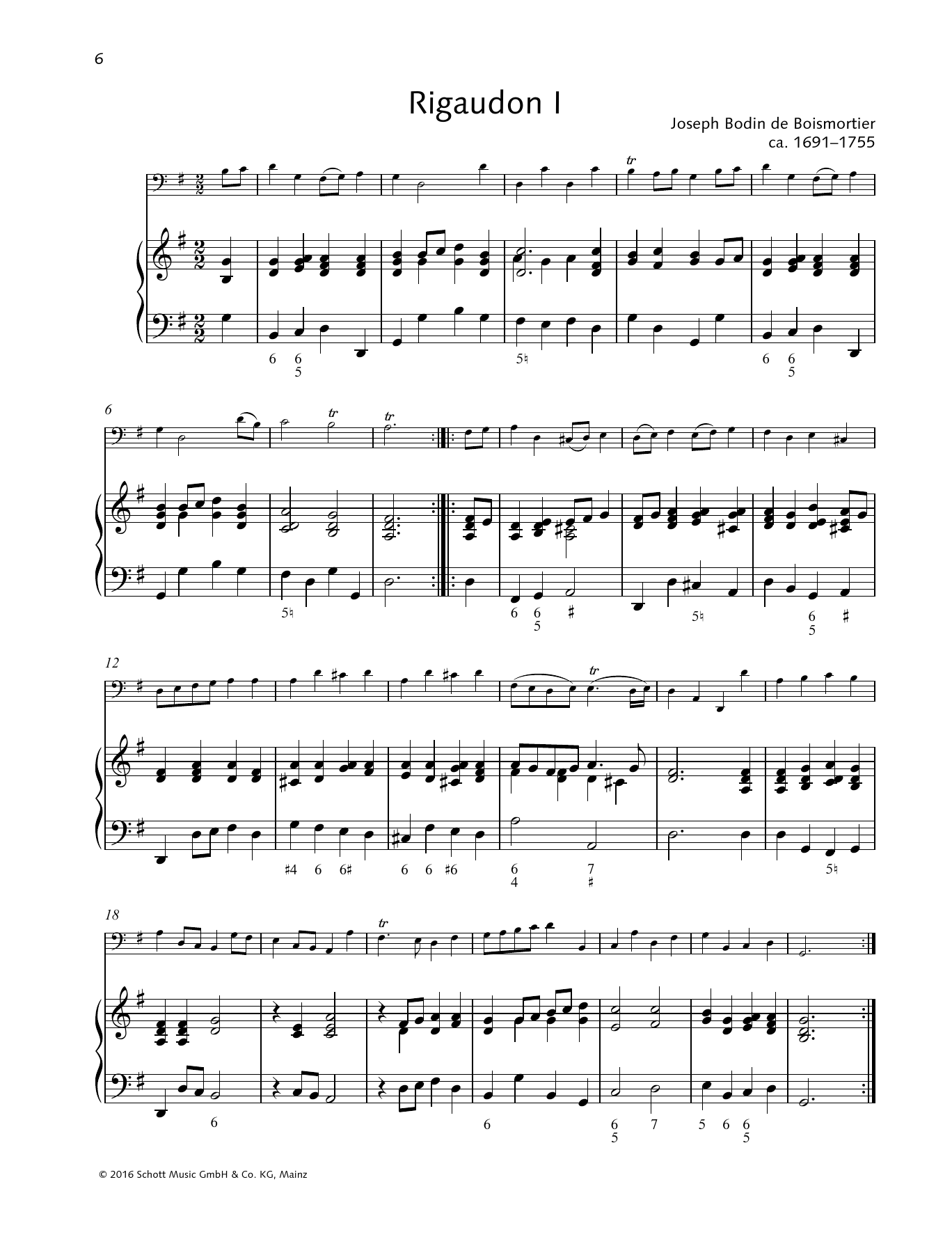Download Joseph Bodin De Boismortier Rigaudon I/II Sheet Music and learn how to play String Solo PDF digital score in minutes