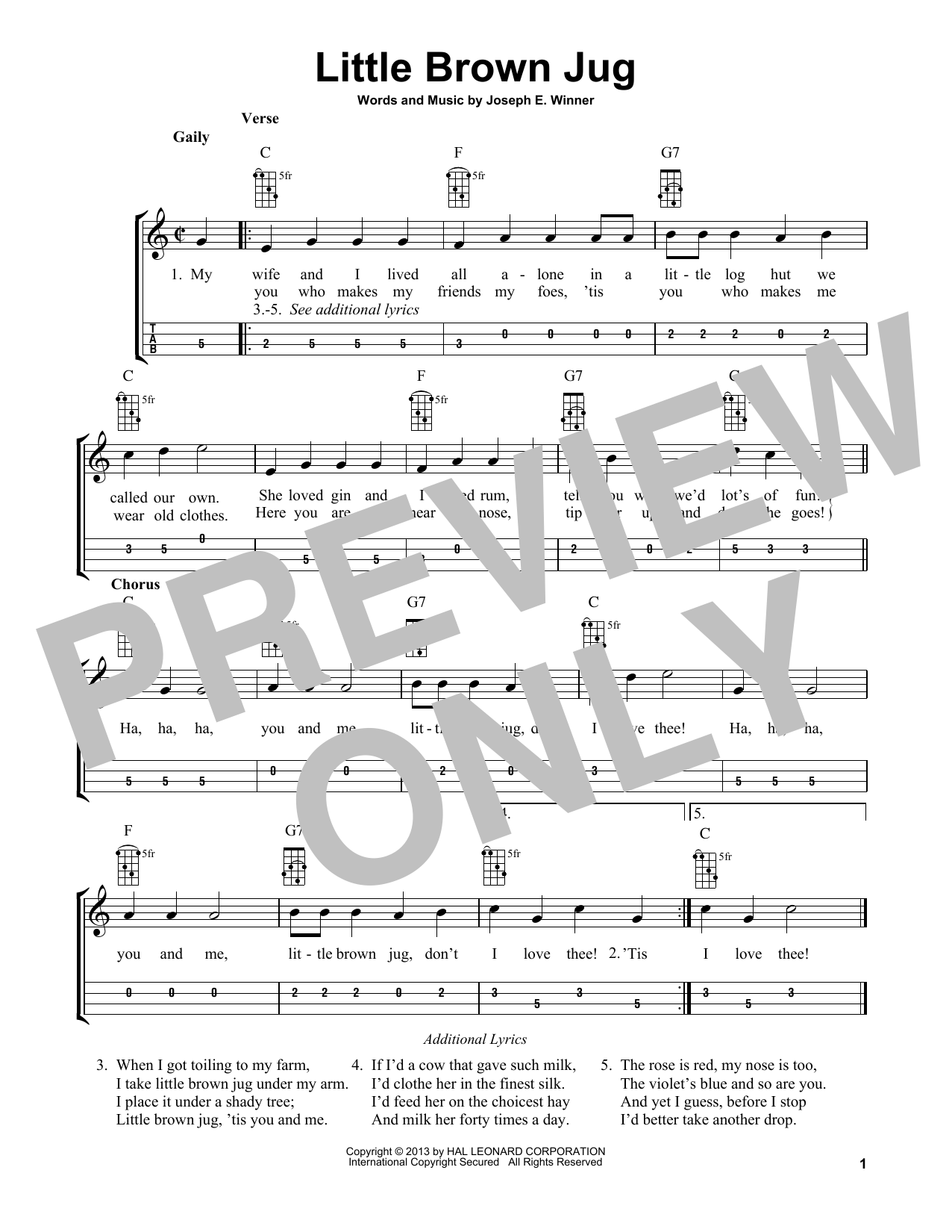 Download Joseph E. Winner Little Brown Jug (arr. Bobby Westfall) Sheet Music and learn how to play Mandolin PDF digital score in minutes