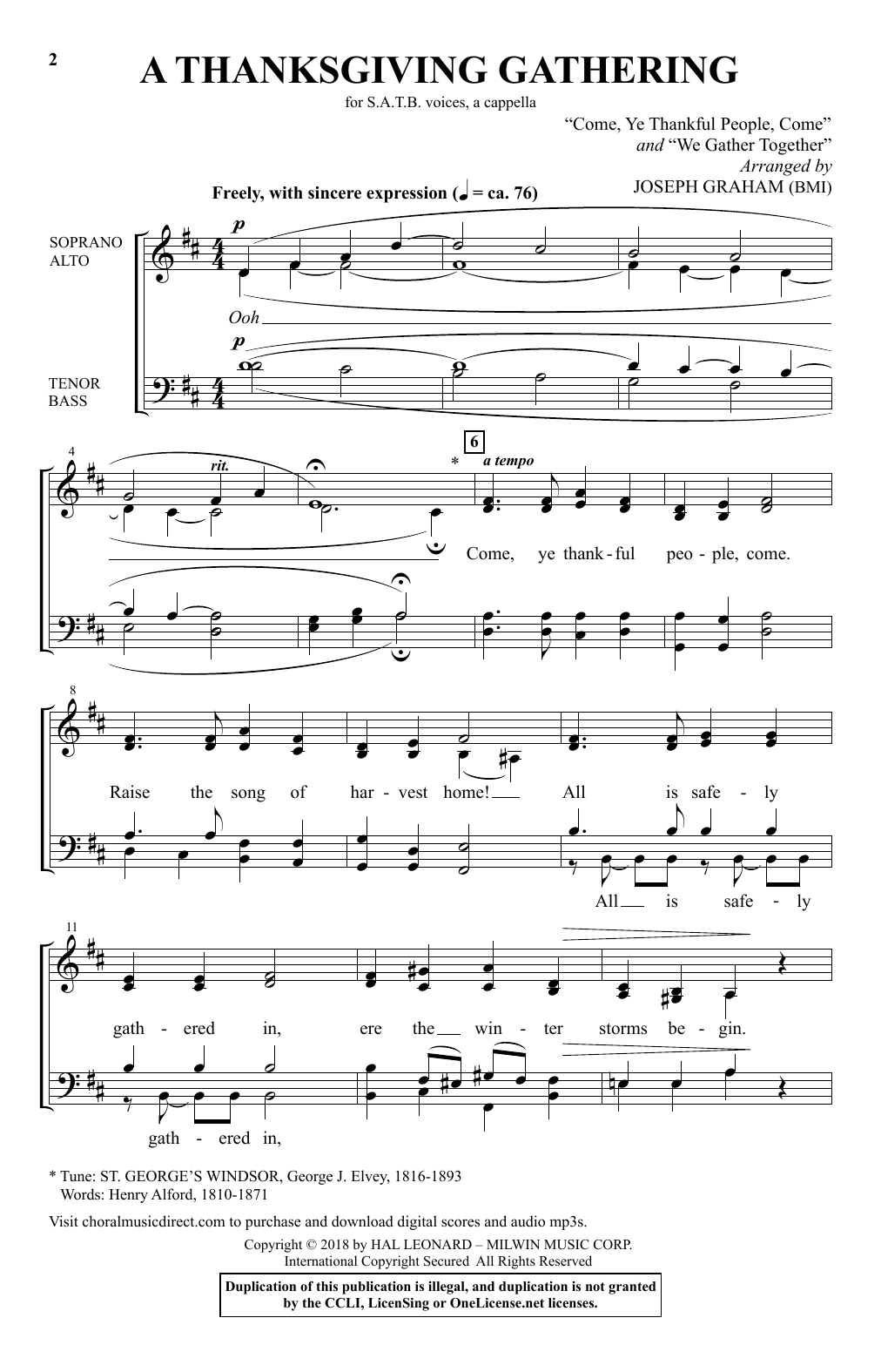 Download Joseph Graham A Thanksgiving Gathering Sheet Music and learn how to play SATB PDF digital score in minutes