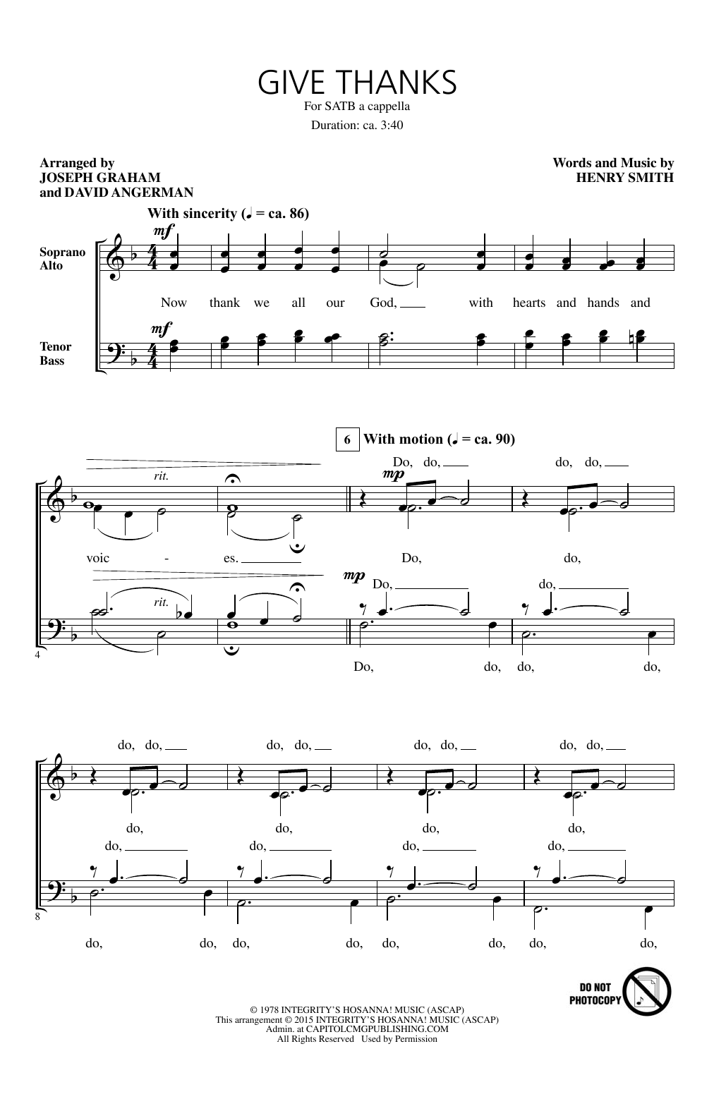 Download Joseph Graham Give Thanks Sheet Music and learn how to play SATB PDF digital score in minutes